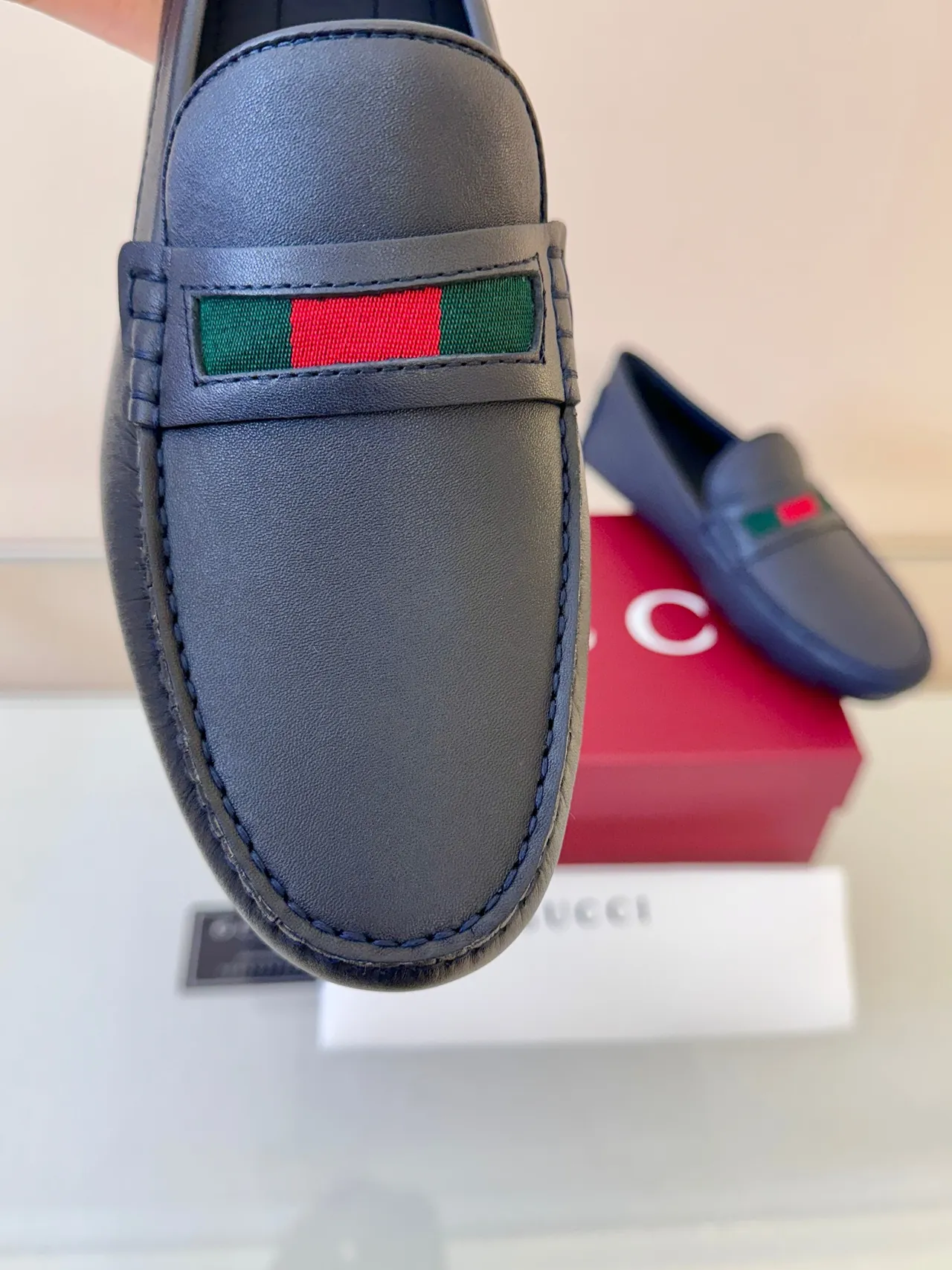 Gucci Horsebit 1955 Mocassins en Cuir Bleu Marine 3