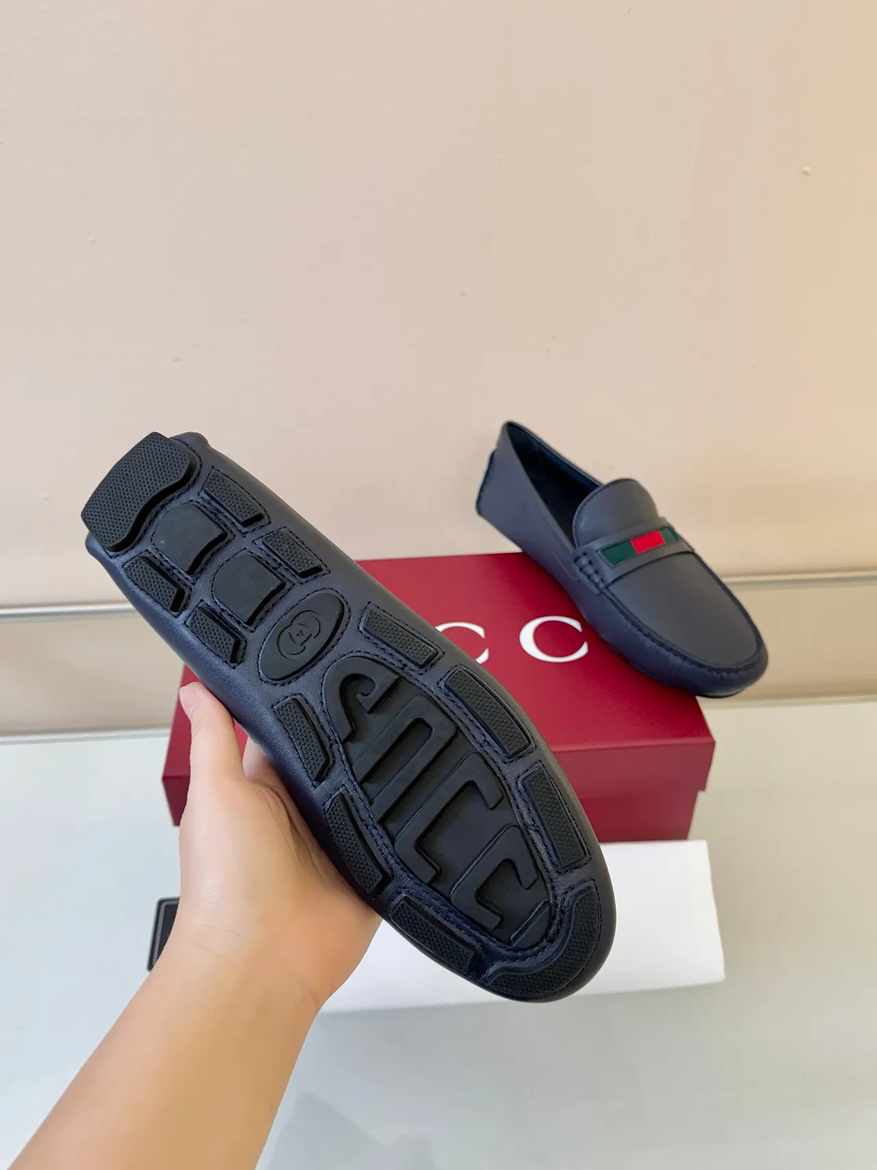 Gucci Horsebit 1955 Mocassins en Cuir Bleu Marine 5