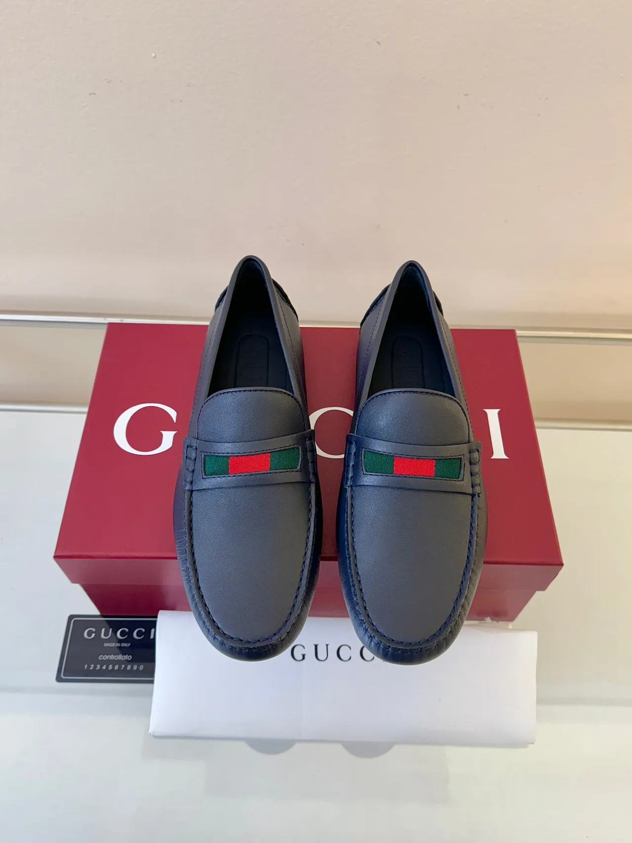 Gucci Horsebit 1955 Mocassins en Cuir Bleu Marine 6