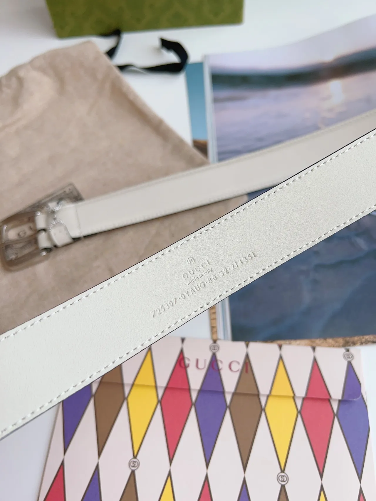 Gucci Horsebit 1955 Off-White Crystal-Embellished Leather Belt 5