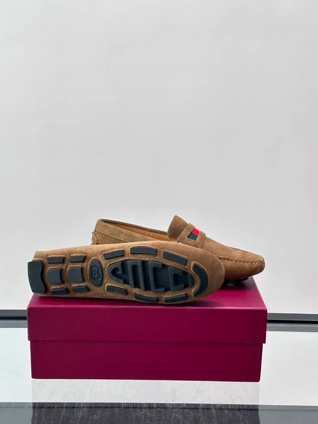 Gucci Horsebit Loafer Brown Red Suede Upper Web Stripe Detail Loafer 2