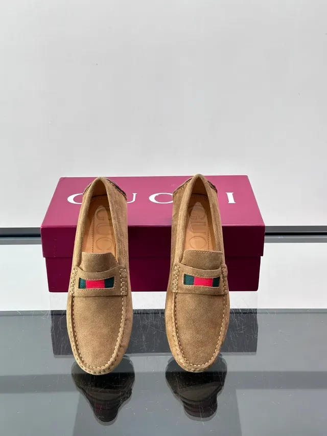 Gucci Horsebit Loafer Brown Red Suede Upper Web Stripe Detail Loafer 4
