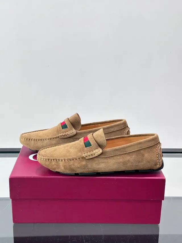 Gucci Horsebit Loafer Brown Red Suede Upper Web Stripe Detail Loafer 5