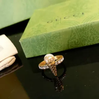 Gucci Ice Cream Cone Pearl and Crystal Ring