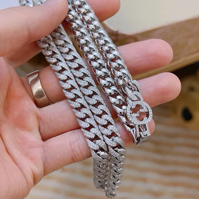 Gucci Icon Chain Necklace Pavé Silver-Tone Curb Link Necklace 6
