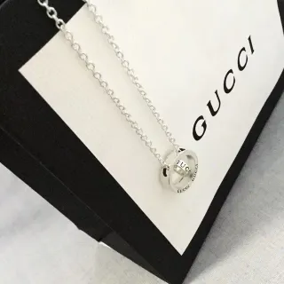 Gucci Interlocking Double Anneau Silver-Tone Collier