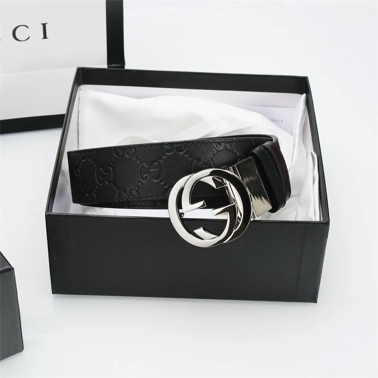 Gucci Interlocking G Belt Black Leather Belt 3