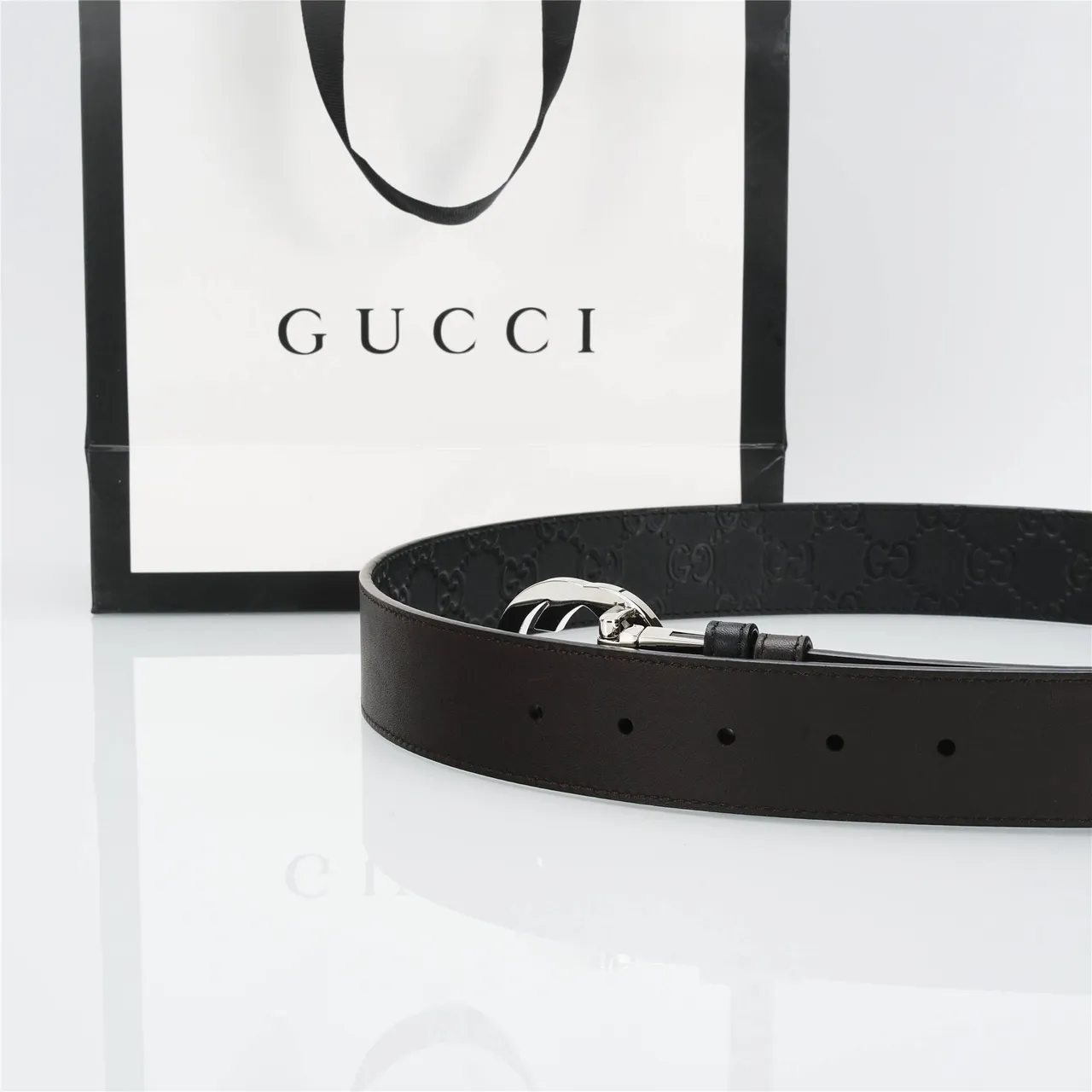 Gucci Interlocking G Belt Black Leather Belt 9