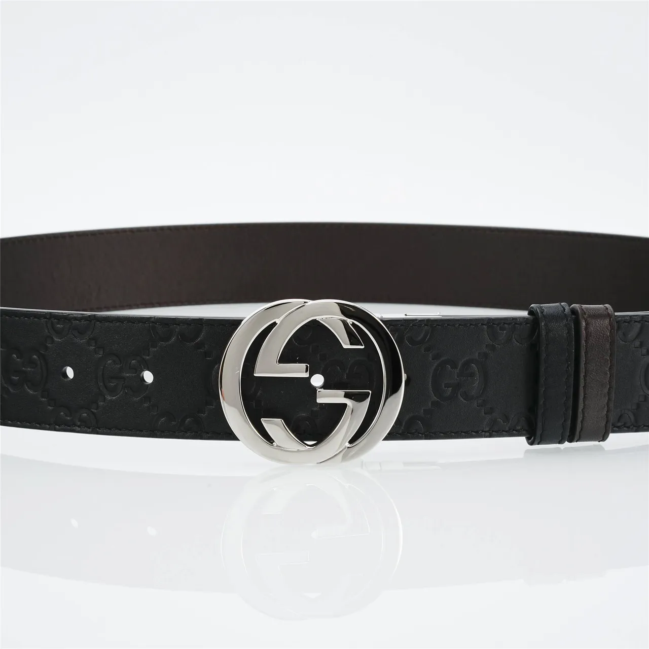 Gucci Interlocking G Belt Black Leather Belt 10