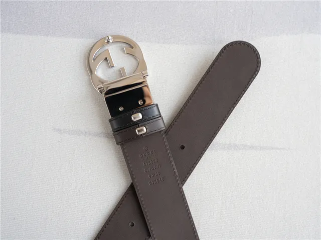 Gucci Interlocking G Preto Prateado Embossado GG Monograma Fivela Couro Cinto 4