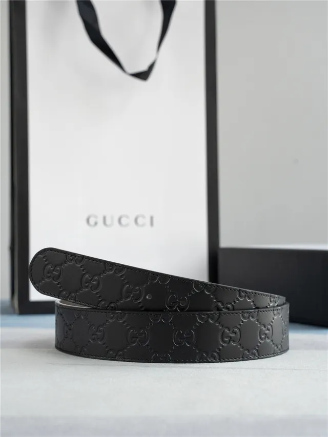 Gucci Interlocking G Preto Prateado Embossado GG Monograma Fivela Couro Cinto 8