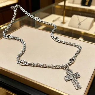 Gucci Interlocking G 链 银色调金属项链