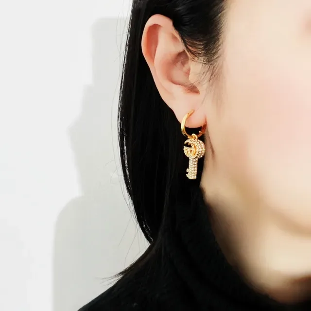 Gucci Key Gold Silver Pendant Earrings 4