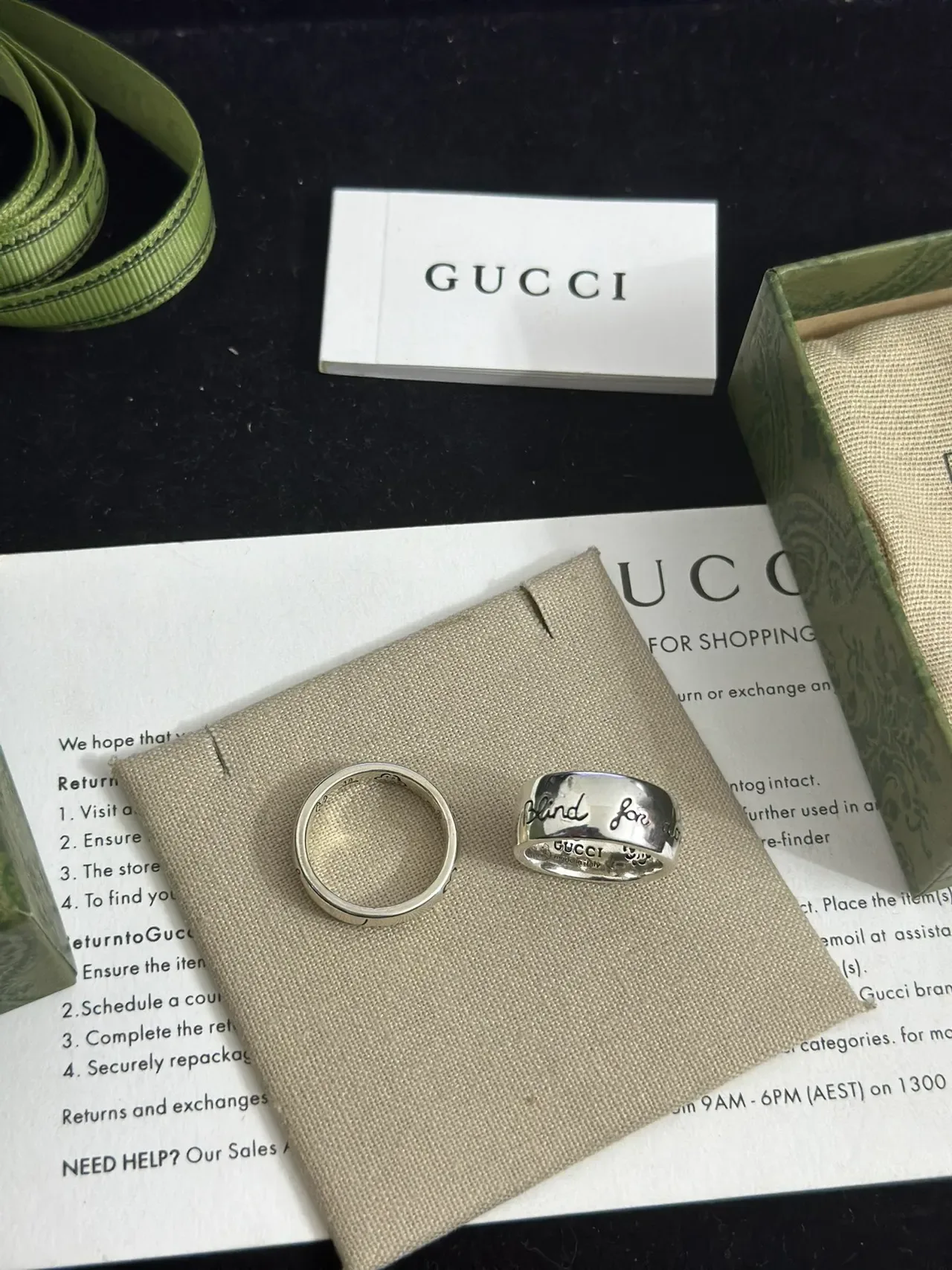 Gucci Love Silver Beige Engraved Script Heart Motifs Ring 9