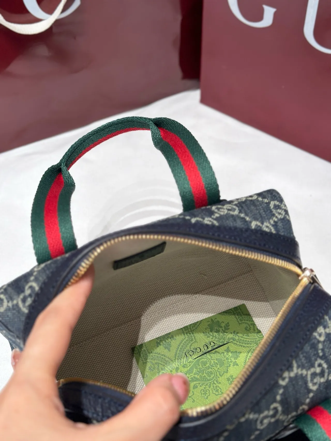 Gucci Monogram Canvas Web Stripe Boston Bag 3