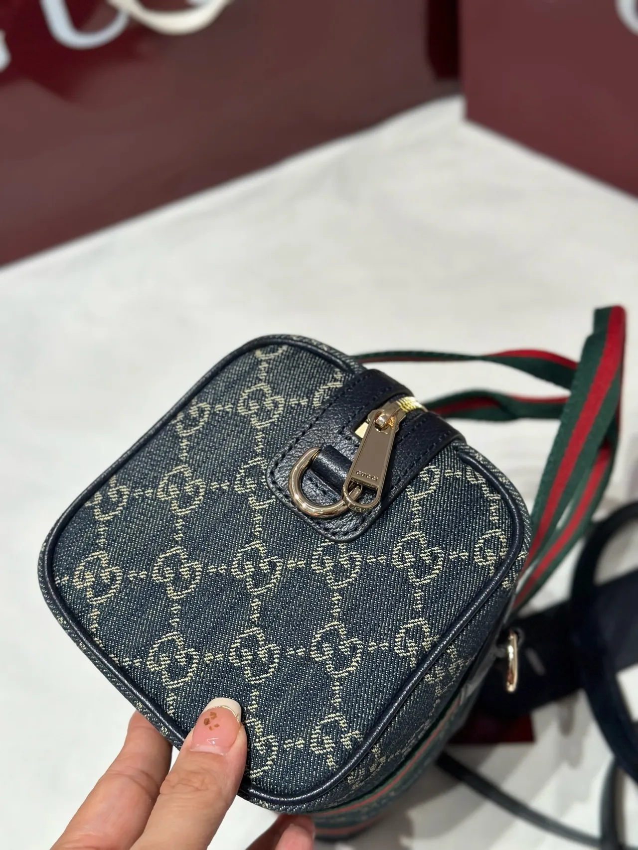 Gucci Monogram Canvas Web Stripe Boston Bag 5