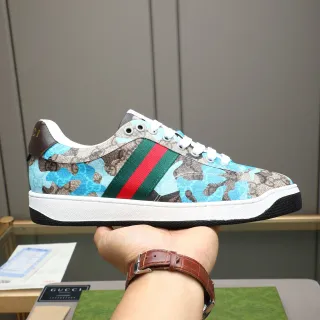 Gucci Multicolor GG Monogram Canvas Blue Camouflage Overlay Lifestyle Sneakers