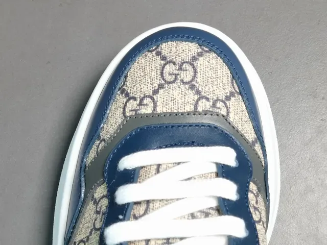 Gucci Navy Beige Platform Sole GG Monogram Canvas Lifestyle Sneakers 4