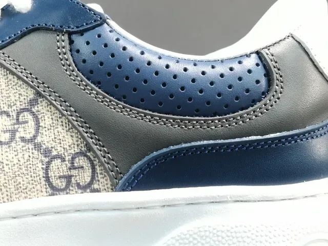 Gucci Navy Beige Platform Sole GG Monogram Canvas Lifestyle Sneakers 5