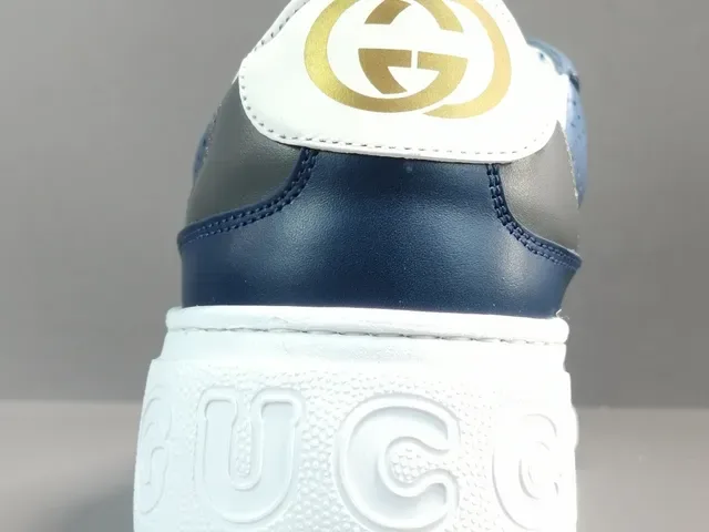 Gucci Navy Beige Platform Sole GG Monogram Canvas Lifestyle Sneakers 10
