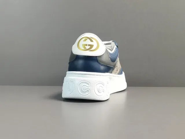 Gucci Navy Beige Platform Sole GG Monogram Canvas Lifestyle Sneakers 13