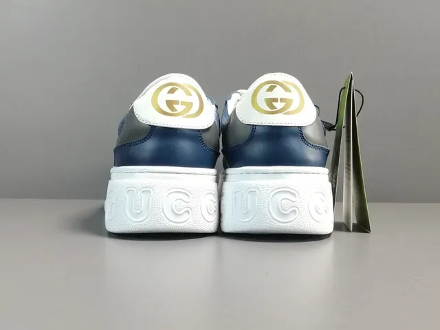 Gucci Navy Beige Platform Sole GG Monogram Canvas Lifestyle Sneakers 16