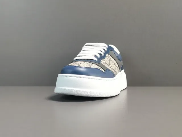 Gucci Navy Beige Platform Sole GG Monogram Canvas Lifestyle Sneakers 18
