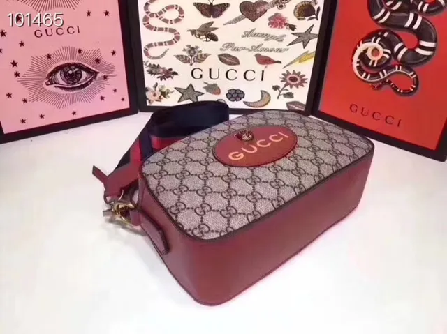 Gucci Ophidia beige bordeaux GG Supreme toile cuir ourlet sac croisé 4
