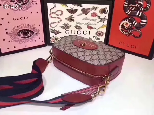 Gucci Ophidia beige bordeaux GG Supreme toile cuir ourlet sac croisé 5