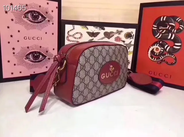 Gucci Ophidia beige bordeaux GG Supreme toile cuir ourlet sac croisé 8