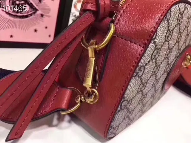 Gucci Ophidia beige bordeaux GG Supreme toile cuir ourlet sac croisé 9
