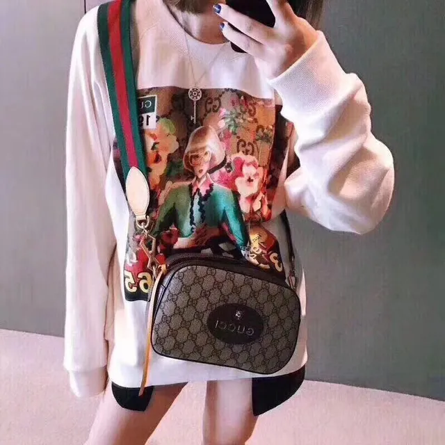 Gucci Ophidia beige bordeaux GG Supreme toile cuir ourlet sac croisé 16