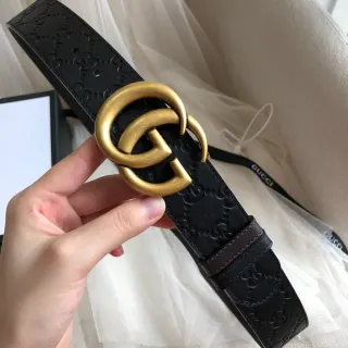 Gucci Ophidia Black Embossed GG Leather Belt