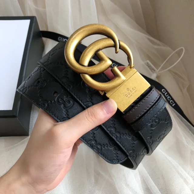 Gucci Ophidia Black Embossed GG Leather Belt 2