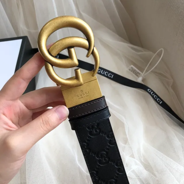 Gucci Ophidia Black Embossed GG Leather Belt 4