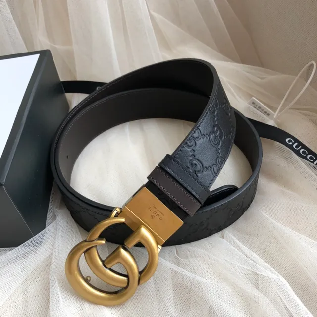 Gucci Ophidia Black Embossed GG Leather Belt 5