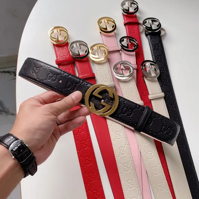 Gucci Ophidia Ceinture en cuir noir et or avec monogramme GG embossé boucle double G 2