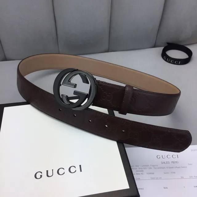 Gucci Ophidia Brown GG-Embossed Leather Belt 2