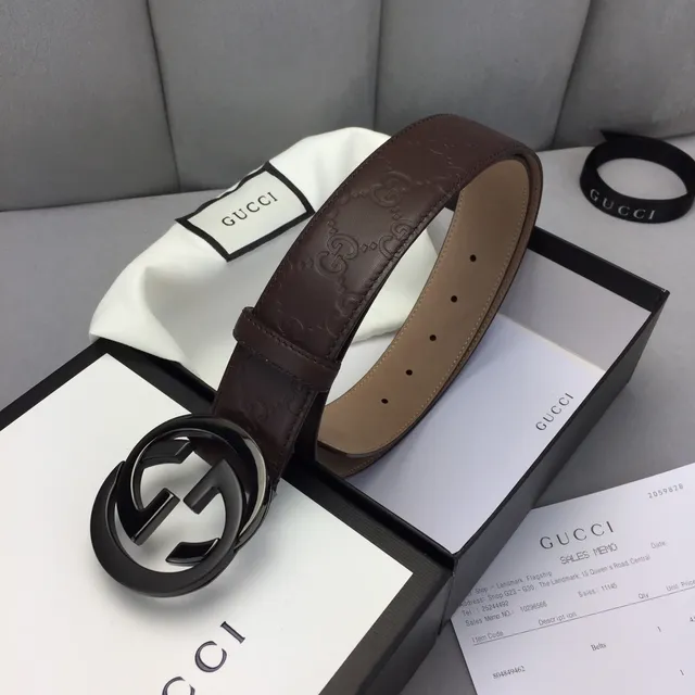 Gucci Ophidia Brown GG-Embossed Leather Belt 4