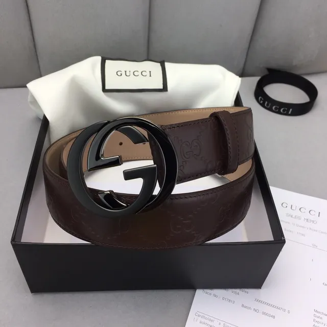 Gucci Ophidia Brown GG-Embossed Leather Belt 5