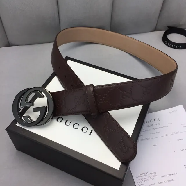 Gucci Ophidia Brown GG-Embossed Leather Belt 6