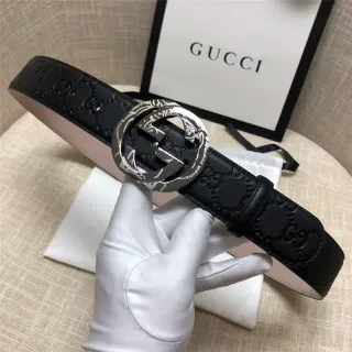 Gucci Ophidia Embossed GG Black Leather Belt