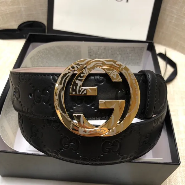 Gucci Ophidia Embossed GG Black Leather Belt 2