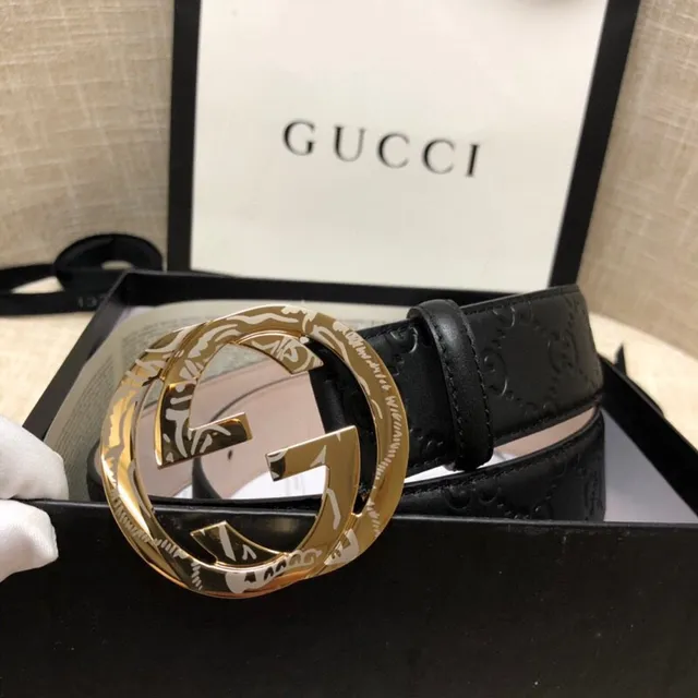 Gucci Ophidia Embossed GG Black Leather Belt 3