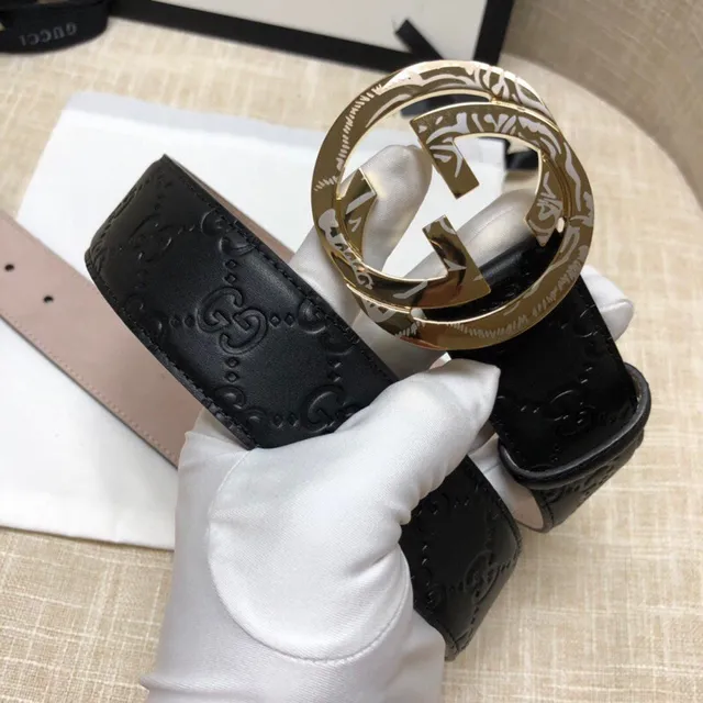 Gucci Ophidia Embossed GG Black Leather Belt 7