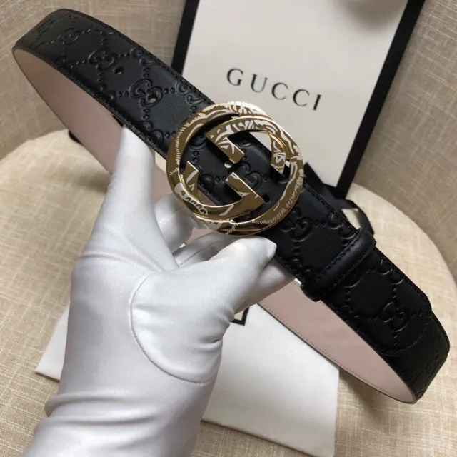Gucci Ophidia Embossed GG Black Leather Belt 9