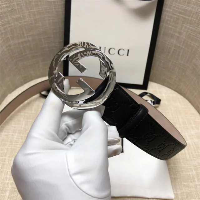 Gucci Ophidia Embossed GG Black Leather Belt 14