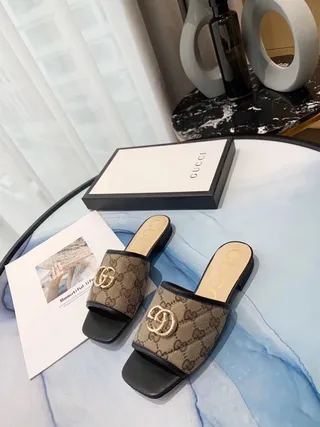 Gucci Ophidia GG Monogram Canvas Interlocking G Buckle Slippers 5