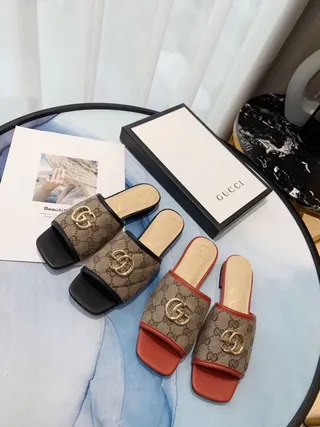 Gucci Ophidia GG Monogram Canvas Interlocking G Buckle Slippers 6