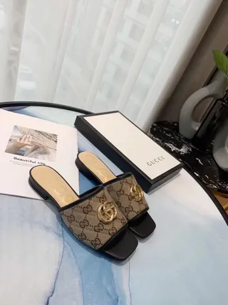 Gucci Ophidia GG Monogram Canvas Interlocking G Buckle Slippers 7